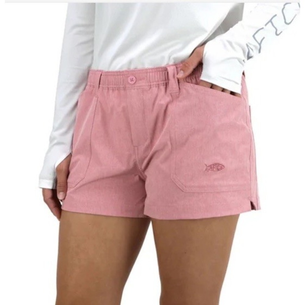 (B23/5)AFTCO Women's Stretch Fishing Shorts Hazy Rose Heather Sz. 4
